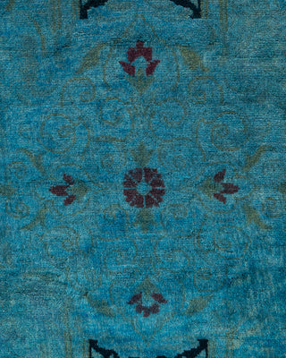 Modern Overdyed Hand Knotted Wool Blue Area Rug 9' 2" x 11' 8"