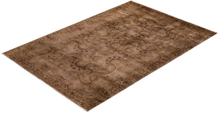 Modern Overdyed Hand Knotted Wool Beige Area Rug 6' 1" x 9' 1"