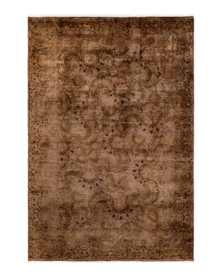 Contemporary Fine Vibrance Brown Wool Area Rug 6' 1" x 9' 1"
