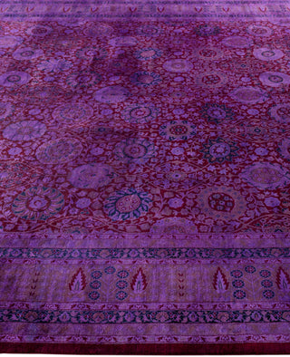 Overdyed One-of-a-Kind Wool Purple Area Rug 8' 1" x 17' 4"