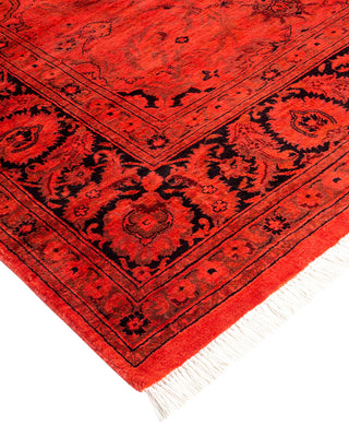 Modern Overdyed Hand Knotted Wool Red Area Rug 6' 1" x 9' 4"