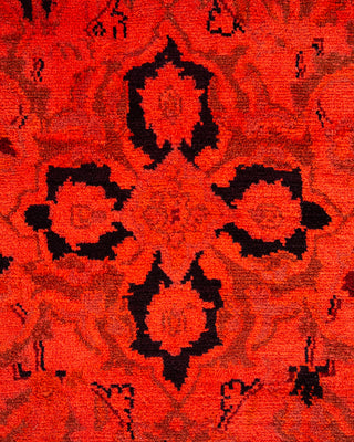 Contemporary Hand-Knotted Overdyed Red Area Rug 6' 1" x 9' 4"