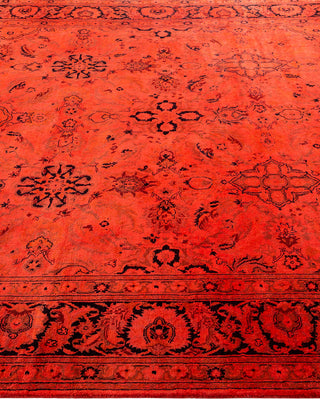 Modern Overdyed Hand Knotted Wool Red Area Rug 6' 1" x 9' 4"