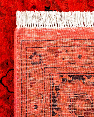 Contemporary Hand-Knotted Overdyed Red Area Rug 6' 1" x 9' 4"