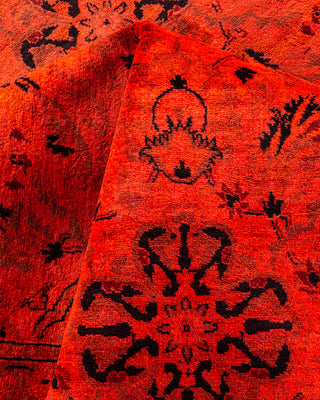 Contemporary Hand-Knotted Overdyed Red Area Rug 6' 1" x 9' 4"