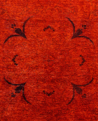 Contemporary Overdyed Wool Hand Knotted Orange Round Area Rug 6' 3" x 6' 10"