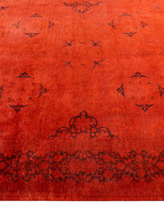 Contemporary Overdyed Wool Hand Knotted Orange Round Area Rug 6' 3" x 6' 10"