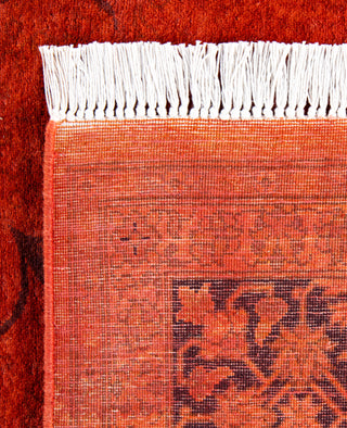 Contemporary Overdyed Wool Hand Knotted Orange Round Area Rug 6' 3" x 6' 10"