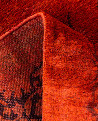 Contemporary Overdyed Wool Hand Knotted Orange Round Area Rug 6' 3" x 6' 10"