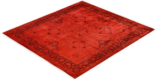 Contemporary Overdyed Wool Hand Knotted Orange Round Area Rug 6' 3" x 6' 10"