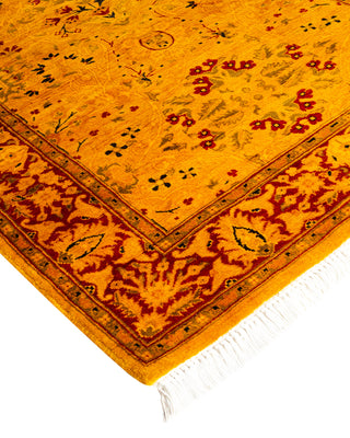 Modern Overdyed Hand Knotted Wool Yellow Runner 2' 7" x 8' 2"