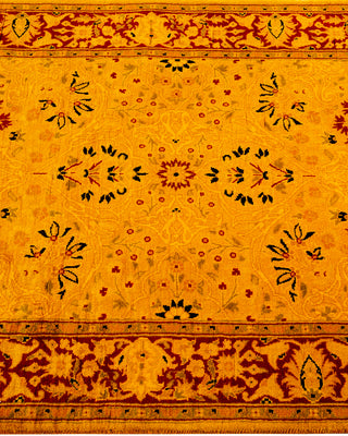 Modern Overdyed Hand Knotted Wool Yellow Runner 2' 7" x 8' 2"