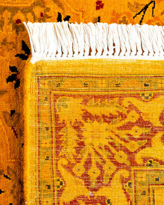 Modern Overdyed Hand Knotted Wool Yellow Runner 2' 7" x 8' 2"