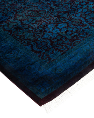 Modern Overdyed Hand Knotted Wool Blue Runner 2' 5" x 9' 10"