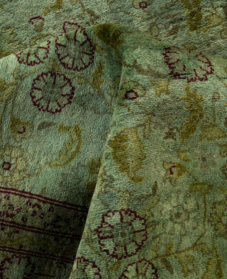 Contemporary Overdyed Wool Hand Knotted Green Area Rug 8' 2" x 10' 4"