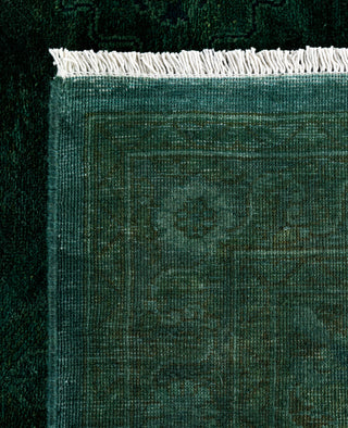 Contemporary Overdyed Wool Hand Knotted Green Area Rug 9' 1" x 12' 1"