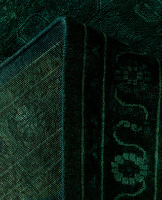 Contemporary Overdyed Wool Hand Knotted Green Area Rug 9' 1" x 12' 1"