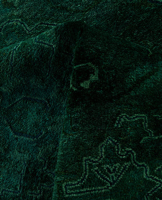 Contemporary Overdyed Wool Hand Knotted Green Area Rug 9' 1" x 12' 1"