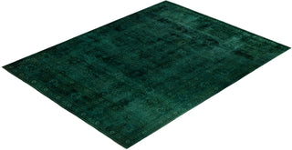 Contemporary Overdyed Wool Hand Knotted Green Area Rug 9' 1" x 12' 1"