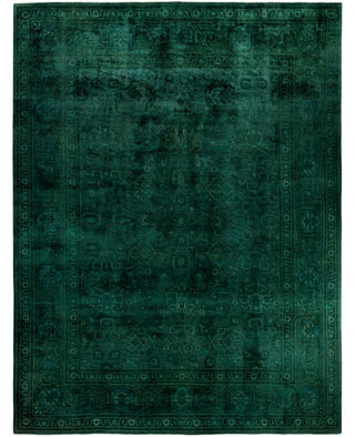 Contemporary Overdyed Wool Hand Knotted Green Area Rug 9' 1" x 12' 1"