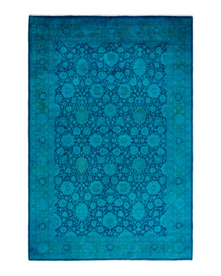 Fine Vibrance, One-of-a-Kind Hand-Knotted Area Rug  - Blue, 6' 2" x 9' 2"