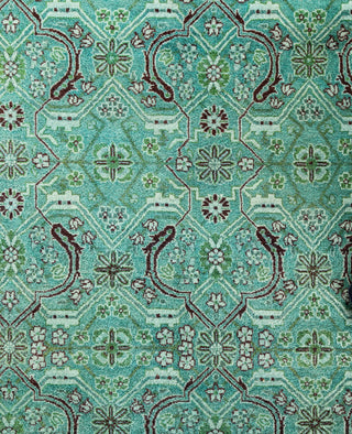 Contemporary Overdyed Wool Hand Knotted Green Area Rug 6' 2" x 9' 1"