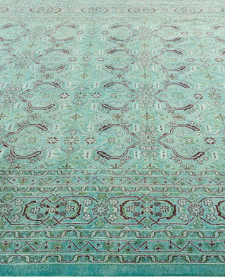 Contemporary Overdyed Wool Hand Knotted Green Area Rug 6' 2" x 9' 1"