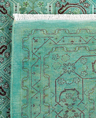 Contemporary Overdyed Wool Hand Knotted Green Area Rug 6' 2" x 9' 1"