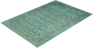 Contemporary Overdyed Wool Hand Knotted Green Area Rug 6' 2" x 9' 1"