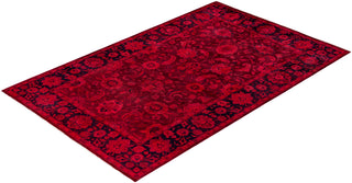 Overdyed Hand-Knotted Wool Modern-Contemporary Pink Area Rug 4' 8" x 7' 2"