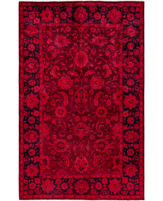 Overdyed Hand-Knotted Wool Modern-Contemporary Pink Area Rug 4' 8" x 7' 2"
