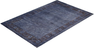 Contemporary Hand-Knotted Overdyed Gray Area Rug 4' 2" x 6' 4"