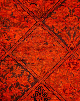 Modern Overdyed Hand Knotted Wool Orange Runner 2' 7" x 6' 10"