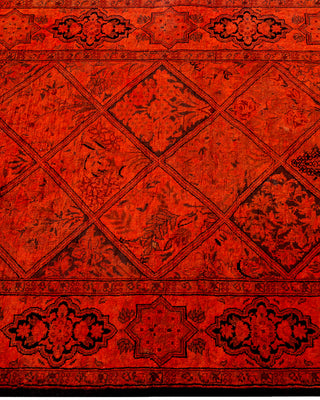 Modern Overdyed Hand Knotted Wool Orange Runner 2' 7" x 6' 10"