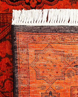 Contemporary Hand-Knotted Overdyed Orange Runner 2' 7" x 6' 10"