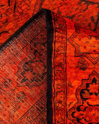 Contemporary Hand-Knotted Overdyed Orange Runner 2' 7" x 6' 10"