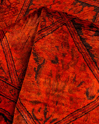 Contemporary Hand-Knotted Overdyed Orange Runner 2' 7" x 6' 10"