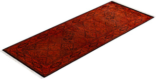 Contemporary Hand-Knotted Overdyed Orange Runner 2' 7" x 6' 10"