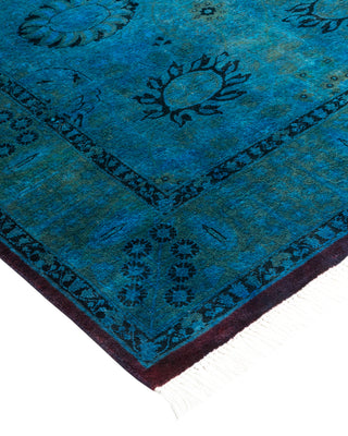 Modern Overdyed Hand Knotted Wool Blue Area Rug 3' 1" x 5' 3"