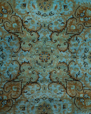 Contemporary Hand-Knotted Overdyed Blue Round Area Rug 8' 1" x 8' 1"