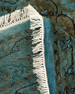 Contemporary Hand-Knotted Overdyed Blue Round Area Rug 8' 1" x 8' 1"