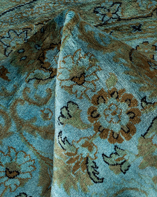 Contemporary Hand-Knotted Overdyed Blue Round Area Rug 8' 1" x 8' 1"