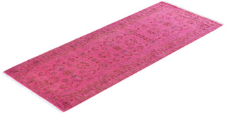 Overdyed Hand-Knotted Wool Modern-Contemporary Pink Runner 2' 6" x 6' 8"