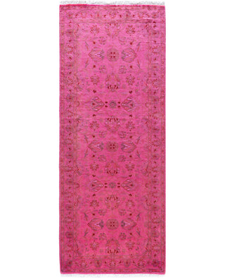 Overdyed Hand-Knotted Wool Modern-Contemporary Pink Runner 2' 6" x 6' 8"