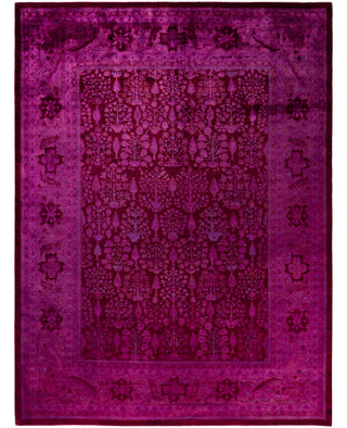 Overdyed Hand-Knotted Wool Modern-Contemporary Purple Area Rug 9' 1" x 12' 2"