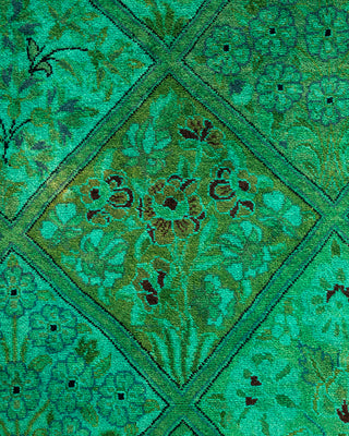 Contemporary Hand-Knotted Overdyed Green Square Area Rug 6' 3" x 6' 5"