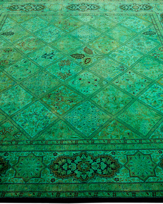 Contemporary Hand-Knotted Overdyed Green Square Area Rug 6' 3" x 6' 5"
