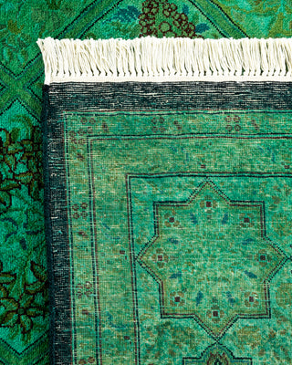 Contemporary Hand-Knotted Overdyed Green Square Area Rug 6' 3" x 6' 5"