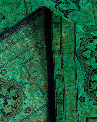 Contemporary Hand-Knotted Overdyed Green Square Area Rug 6' 3" x 6' 5"