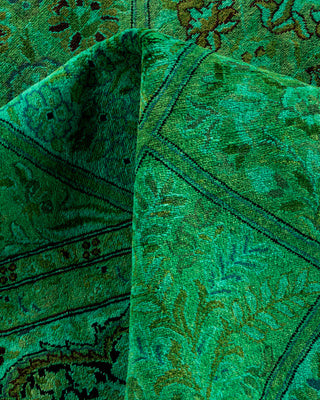 Contemporary Hand-Knotted Overdyed Green Square Area Rug 6' 3" x 6' 5"
